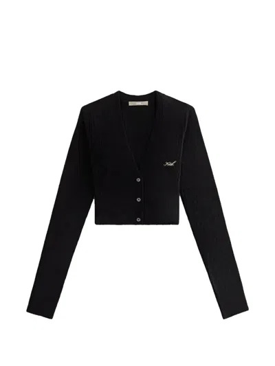 Kith Sydney Cropped Ribbed Cardigan In Black