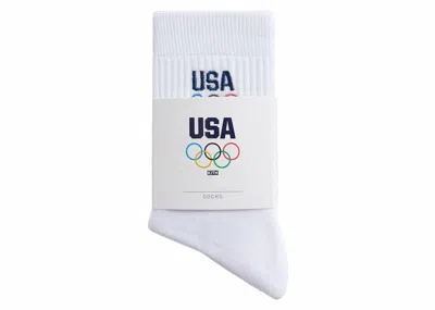 Pre-owned Kith Team Usa 3pack Mid Crew Sock