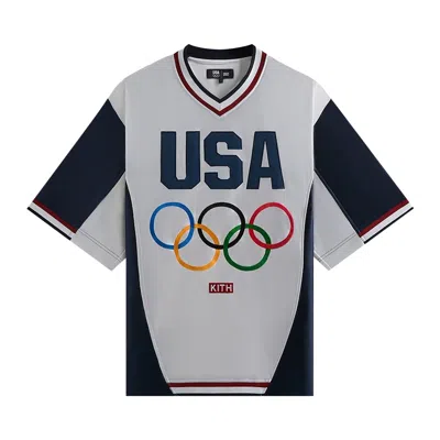 Pre-owned Kith Team Usa Faille Jersey Warmup Shirt 'white' | Men's Size L
