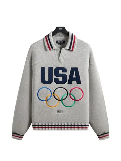 Kith Team Usa Rugby Olympics Graphic Sweater In Gray