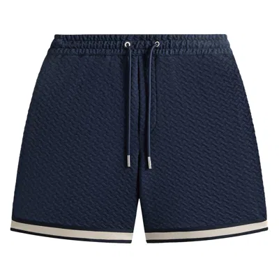 Pre-owned Kith Tessellation Interlock Curtis Short 'nocturnal' | Blue | Men's Size Xxl