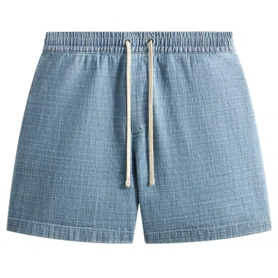 Pre-owned Kith Textured Indigo Weave Cayden Short 'light Indigo' | Blue | Men's Size Xs