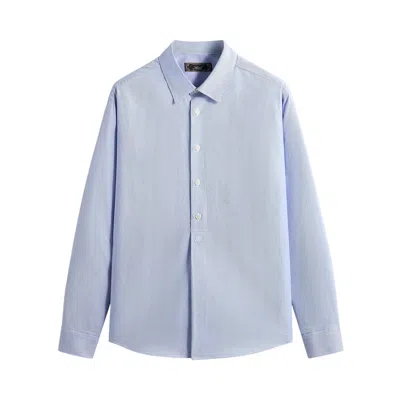 Pre-owned Kith Textured Microstripe Ian Popover Shirt 'marina' | Blue | Men's Size Xs