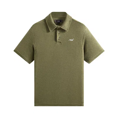 Pre-owned Kith Textured Towel Terry Heathrow Polo 'flagstaff' | Green | Men's Size Xl
