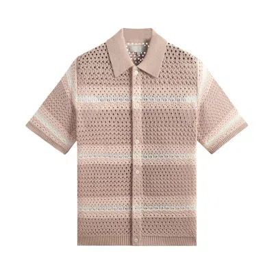 Pre-owned Kith Thompson Crochet Button Down Shirt 'frosty Rose' In Pink