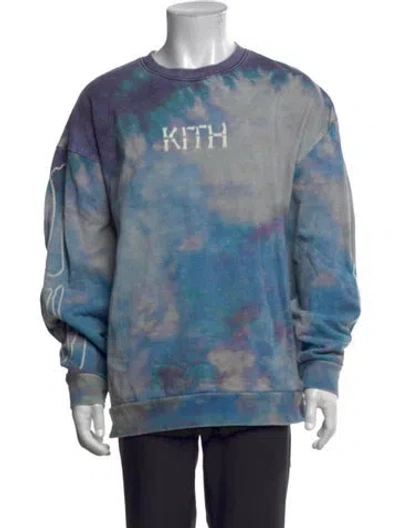 Pre-owned Kith Tie-dye Print Crew Neck Pullover In Blue