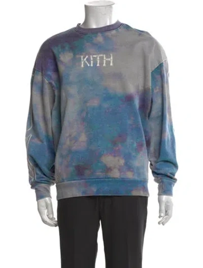 Pre-owned Kith Tie-dye Print Crew Neck Sweatshirt In Blue
