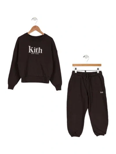 Pre-owned Kith Babies' Toddler Girls' Logo Print Sweat Suit In Brown