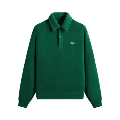 Pre-owned Kith Towel Boucle Long Sleeve Drew Polo 'newt' | Green | Men's Size Xl