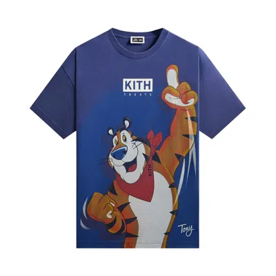 Pre-owned Kith Treats For Kellogg's Frosted Flakes Cereal & Tony The Tiger Vintage Tee 'current' | Blue | Men'