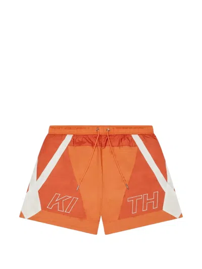 Kith Turbo Colour-block Shorts In Orange