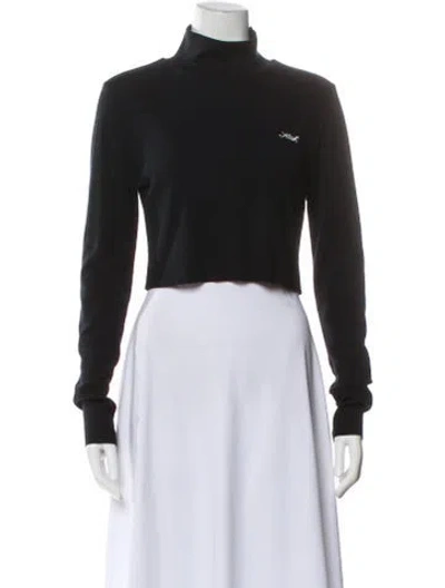 Pre-owned Kith Turtleneck Long Sleeve Crop Top In Black