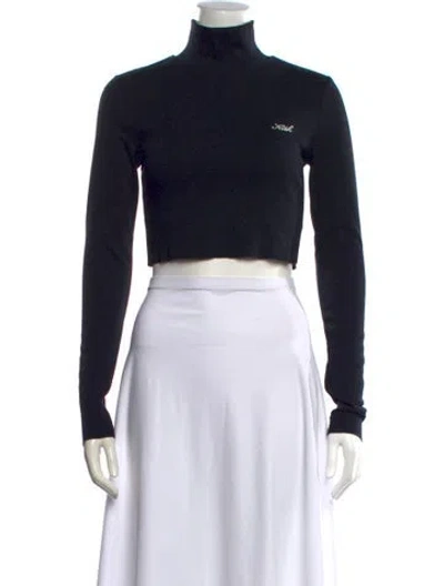 Pre-owned Kith Turtleneck Long Sleeve Crop Top In Black
