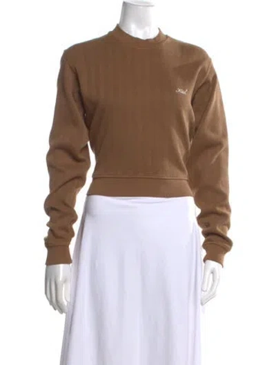 Pre-owned Kith Tweed Pattern Crew Neck Sweatshirt In Brown