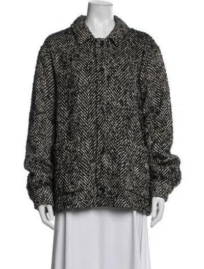 Pre-owned Kith Tweed Pattern Jacket In Black