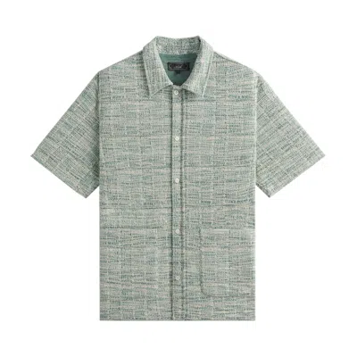 Pre-owned Kith Tweed Short Sleeve Boxy Collared Overshirt 'mykonos' | White | Men's Size Xxl