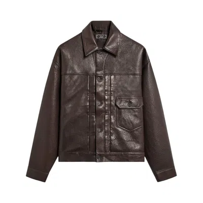 Pre-owned Kith Vintage Leather Alonzo Jacket 'kindling' | Brown | Men's Size L