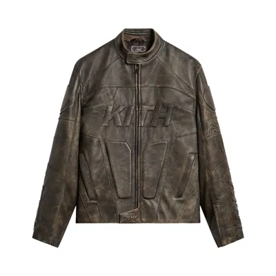 Pre-owned Kith Vintage Leather Wayne Moto Jacket 'clever' | Brown | Men's Size M