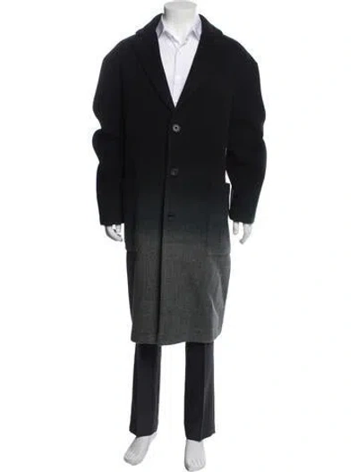 Pre-owned Kith Virgin Wool Colorblock Pattern Coat In Black