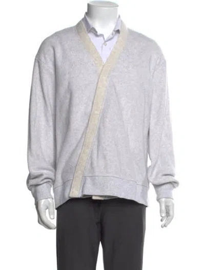 Pre-owned Kith V-neck Long Sleeve Cardigan In White