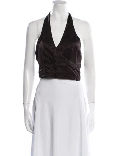 Pre-owned Kith V-neck Sleeveless Crop Top In Brown