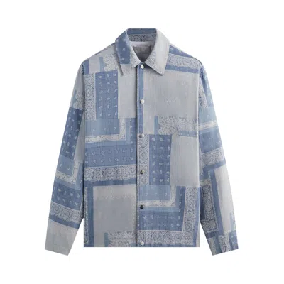 Pre-owned Kith Washed Paisley Coaches Jacket 'light Indigo' | Blue | Men's Size L