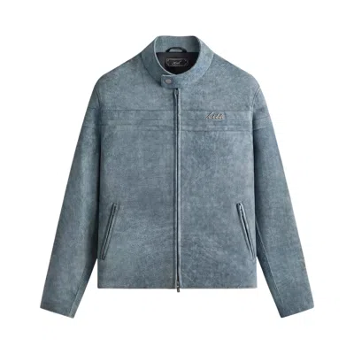 Pre-owned Kith Washed Suede Rossi Moto Jacket 'torpedo' | Blue | Men's Size M