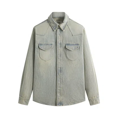 Pre-owned Kith Webster Denim Shirt 'keaton Wash' | Blue | Men's Size Xl