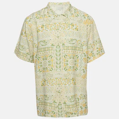 Pre-owned Kith White Paisley Print Silk Blend Thompson Camp Collar Shirt Xl