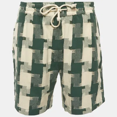 Kith White/green Jumbo Houndstooth Cotton Mason Shorts In Multi