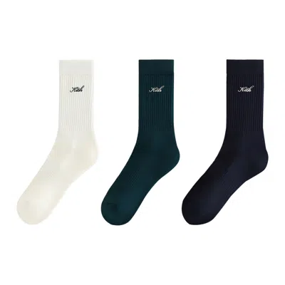 Pre-owned Kith Women 3-pack Cotton Classic Crew Socks 'multi' | Multi-color | Women's Size Onesize In Multicolor