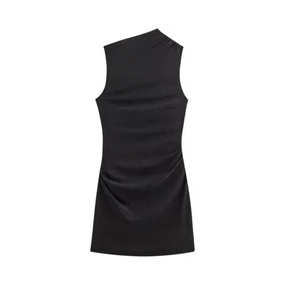 Pre-owned Kith Women Delphi Draped Sueded Mini Dress 'black' | Women's Size Xl