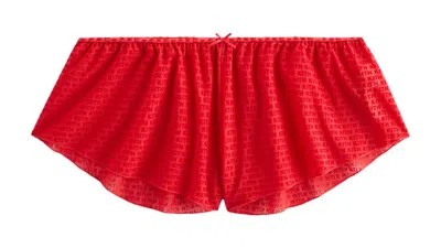 Pre-owned Kith Women's Mesh Tap Shorty Set In Cherry Bomb