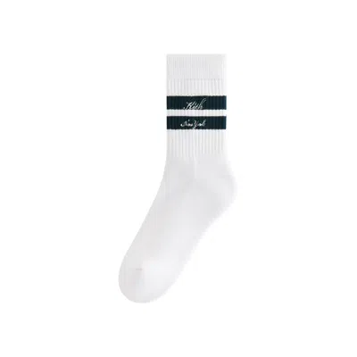 Pre-owned Kith Women Stripe Cotton Mid Crew Socks 'white' | Women's Size Onesize