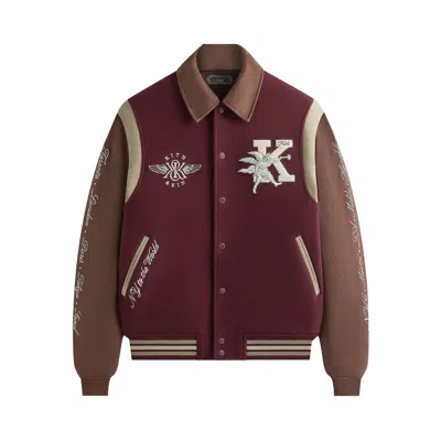 Pre-owned Kith Wool & Microsuede Varsity Jacket 'magma' | Blue | Men's Size Xs