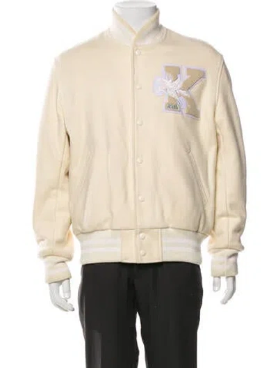 Pre-owned Kith Wool Graphic Print Bomber Jacket In Neutral