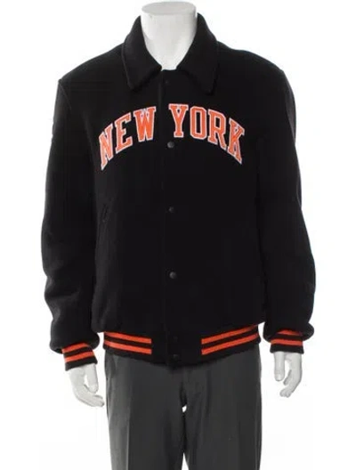 Pre-owned Kith Wool Graphic Print Varsity Jacket In Black