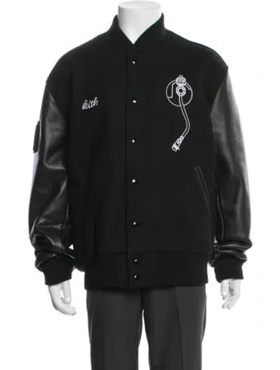 Pre-owned Kith Wool Graphic Print Varsity Jacket In Green