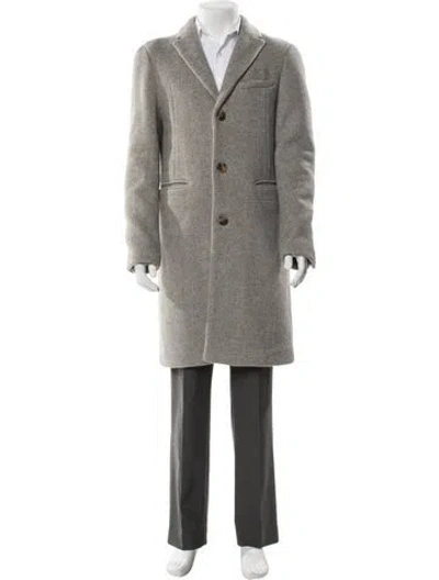 Pre-owned Kith Wool Tweed Pattern Overcoat In Gray