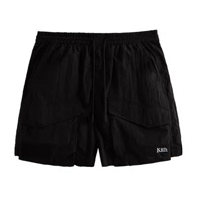 Pre-owned Kith Wrinkle Nylon Boreum Cargo Short 'black'