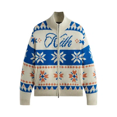 Pre-owned Kith Wyona Full Zip Sweater 'sandrift' In Cream