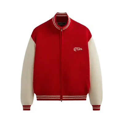 Pre-owned Kith Wyona Full Zip Varsity Sweater 'fame' In Red
