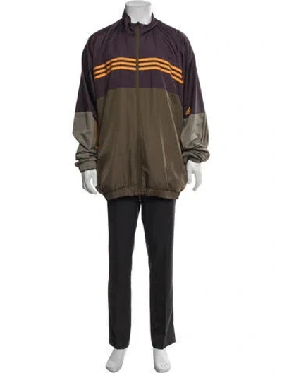 Pre-owned Kith X Adidas Colorblock Pattern Trench Coat W/ Tags In Green