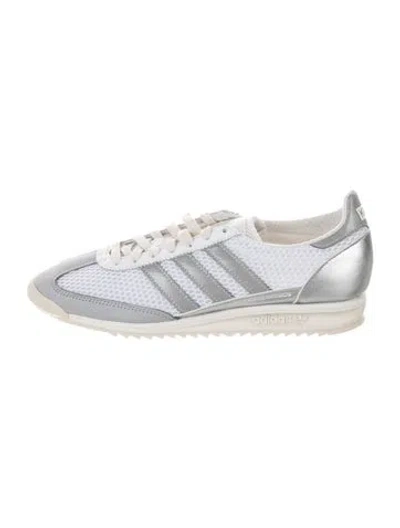 Pre-owned Kith X Adidas Leather Printed Sneakers In Silver