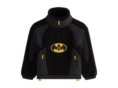 Pre-owned Kith X Batman Kids Quarter Zip Sherpa Jacket In Black