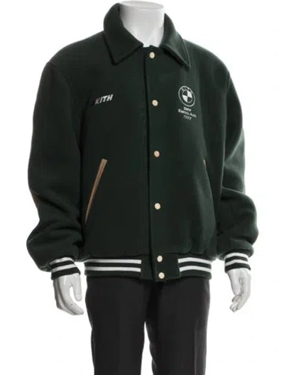 Pre-owned Kith X Bmw Virgin Wool Varsity Jacket In Green