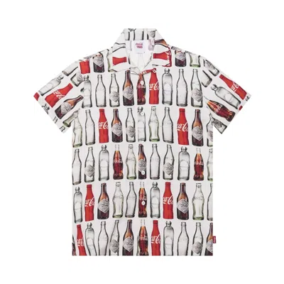Pre-owned Kith X Coca-cola Bottles Camp Collar Shirt 'white' | Men's Size L