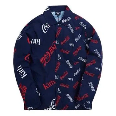 Kith X Coca-cola X Mitchell & Ness Coke Coaches Jacket 'navy' In Blue