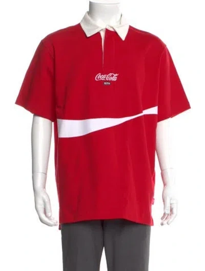 Pre-owned Kith X Coca-cola Colorblock Pattern Collar Polo Shirt In Red