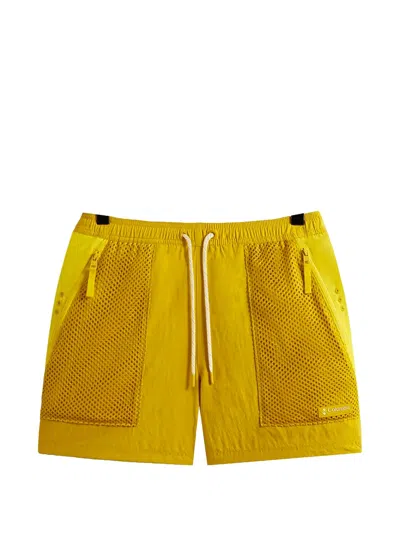 Kith X Columbia Wind Mesh-panelled Drawstring Track Shorts In Yellow